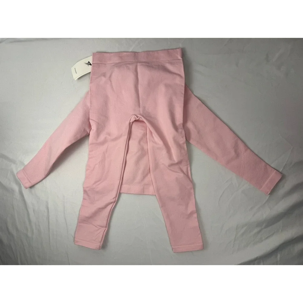 Primark Girls Pink Seamless Activewear Set Quarter Zip Top and Leggings 4-5Y NWT